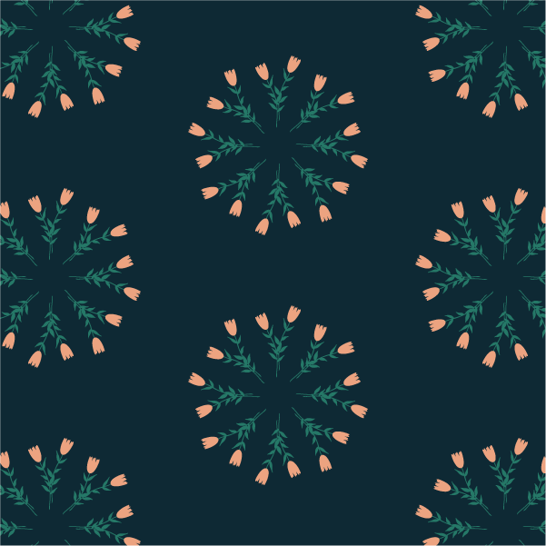 Surface pattern with flowers arranged in circles