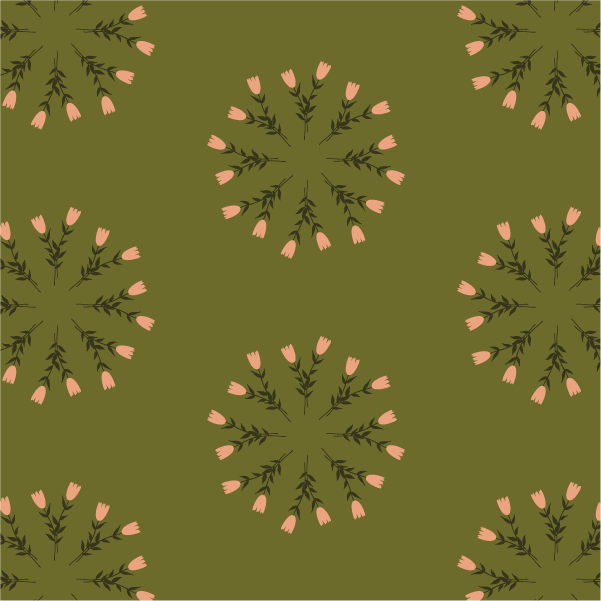 Surface pattern with flowers in a circle